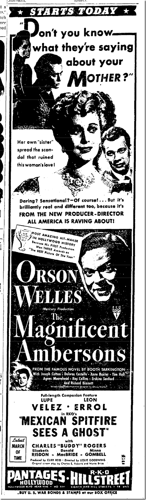 July 7, 1942, Magnificent Ambersons 