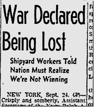 Sept. 25, 1942, U.S. Losing War! 
