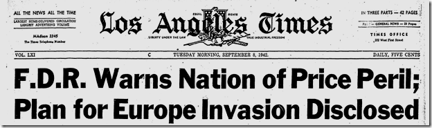 Sept. 8, 1942, FDR Plans Price Controls 