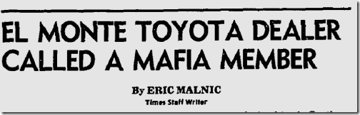Oct. 17, 1980, Toyota Dealer Called Mafia Member Oct. 17, 1980, Toyota Dealer Called Mafia Member