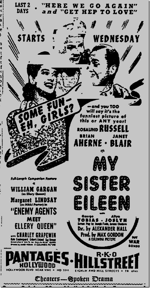 Oct. 19, My Sister Eileen 