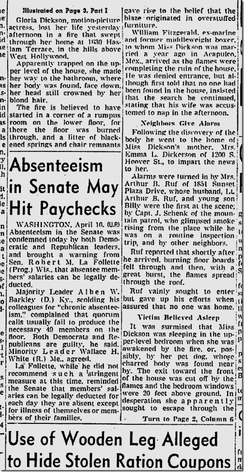 April 11, 1945, Gloria Dickson 