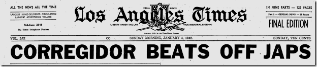 Jan. 4, 1942, Corregidor 