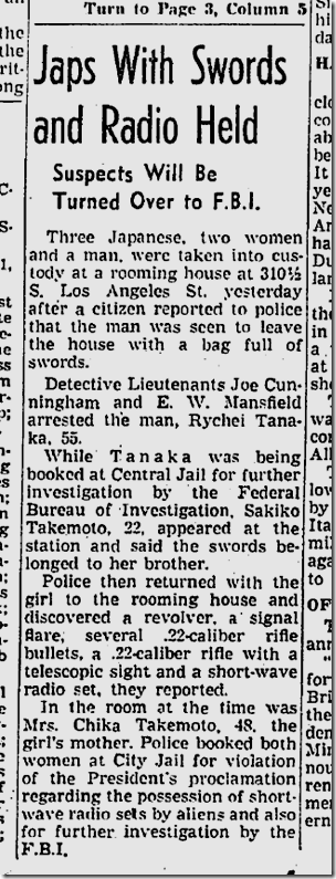 Jan. 4, 1942, Japanese Arrested 