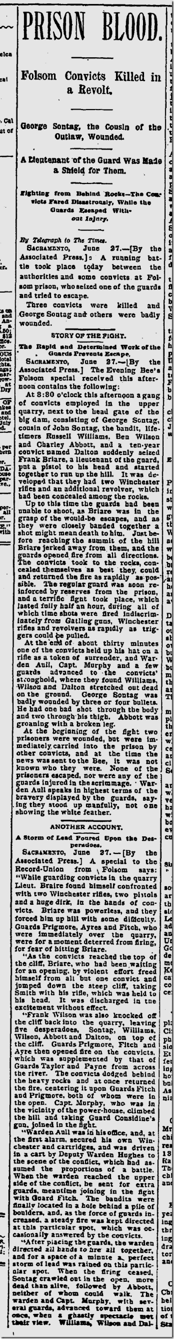 June 28, 1893, Folsom Prison Break 