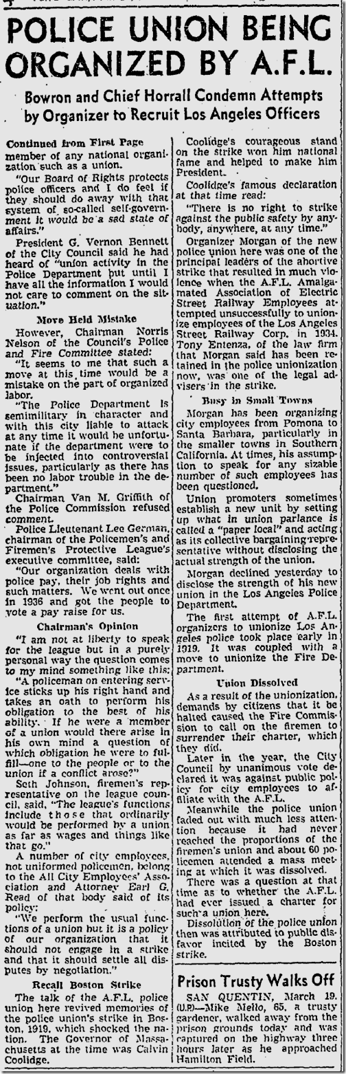 March 20, 1943, Police Union March 20, 1943, Police Union