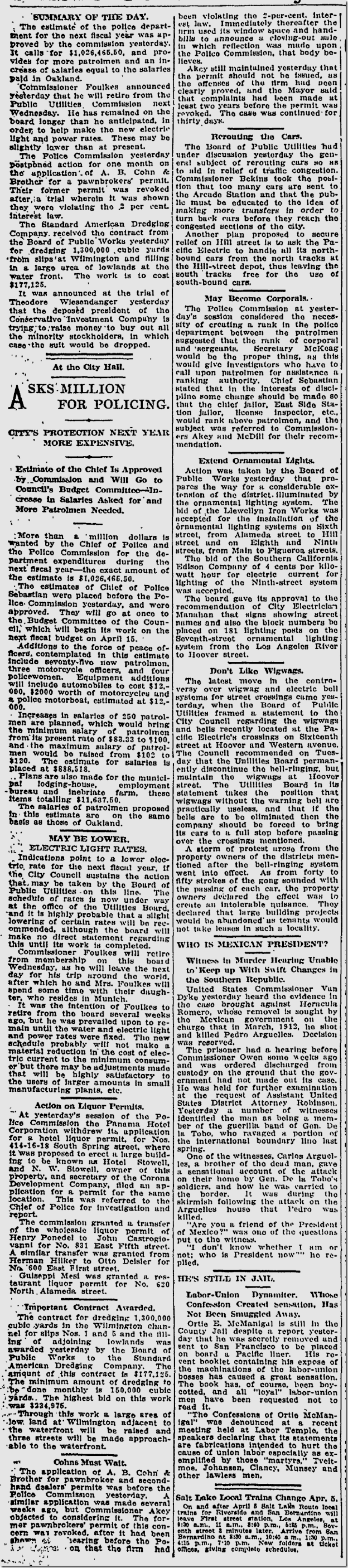 April 3, 1913, City Hall 