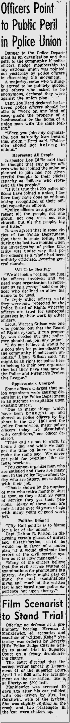 March 20, 1943, Police Union 