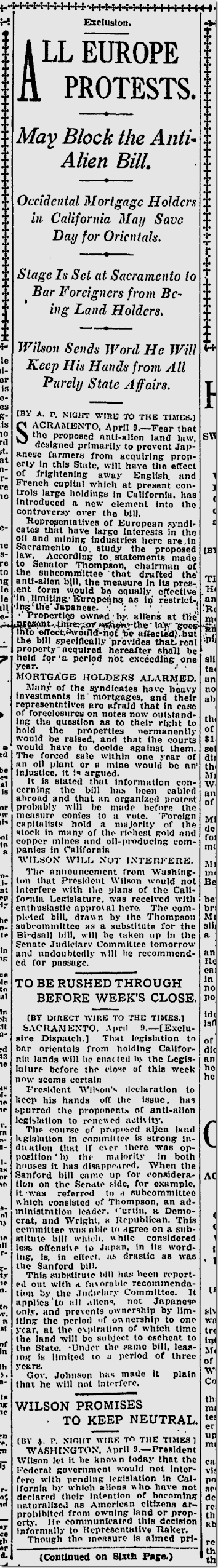 April 10, 1913, Immigration 