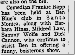 Aug. 15, 1959, Sammy Wolfe 