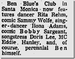 March 19, 1960, Sammy Wolfe 