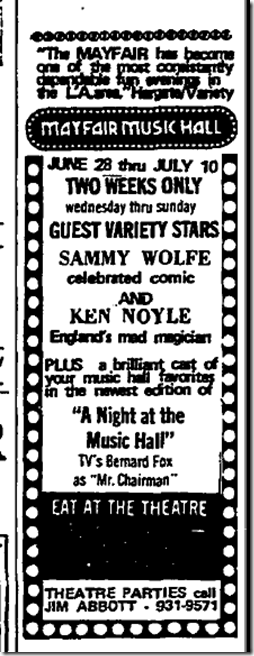 June 29, 1977, Sammy Wolfe 