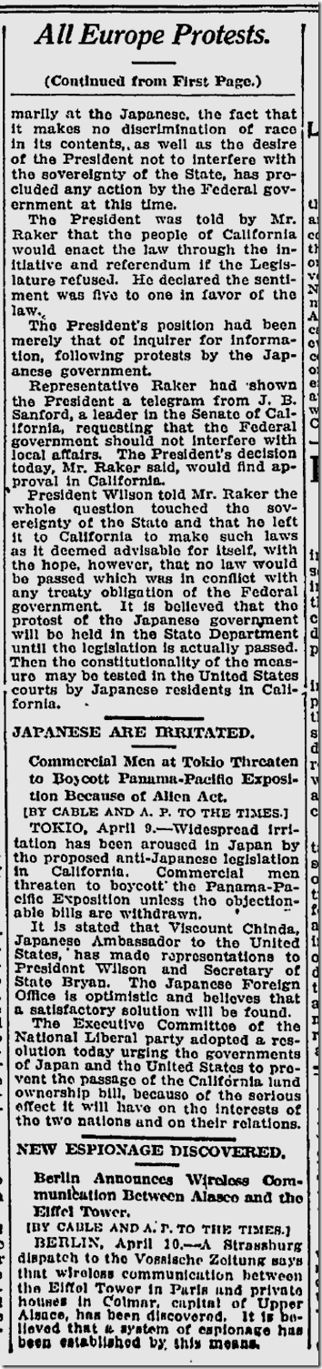 April 10, 1913, Immigration 