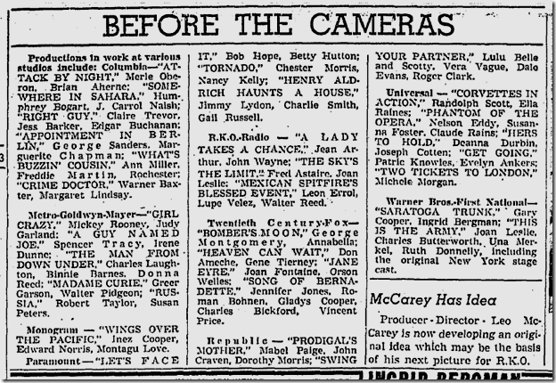 April 11, 1943, Now Filming April 11, 1943, Now Filming