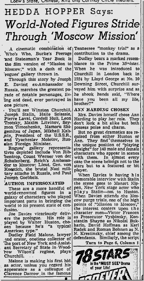 April 11, 1943, Mission to Moscow April 11, 1943, Mission to Moscow