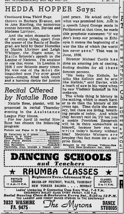 April 11, 1943, Hedda Hopper April 11, 1943, Hedda Hopper