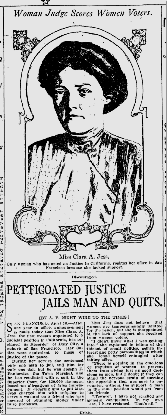 April 17, 1913, First Woman Judge 