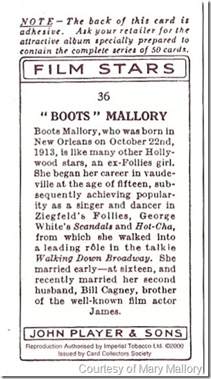 Cigarette Cards Back Cigarette Cards Back