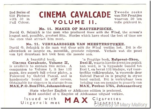 Cigarette Cards Back Cigarette Cards Back