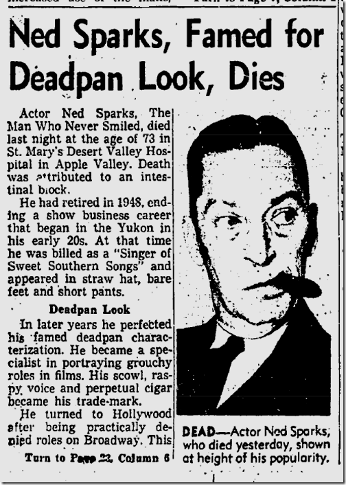 April 4, 1957, Ned Sparks 