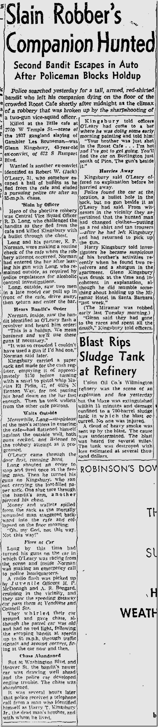 June 27, 1953, Roost Holdup 