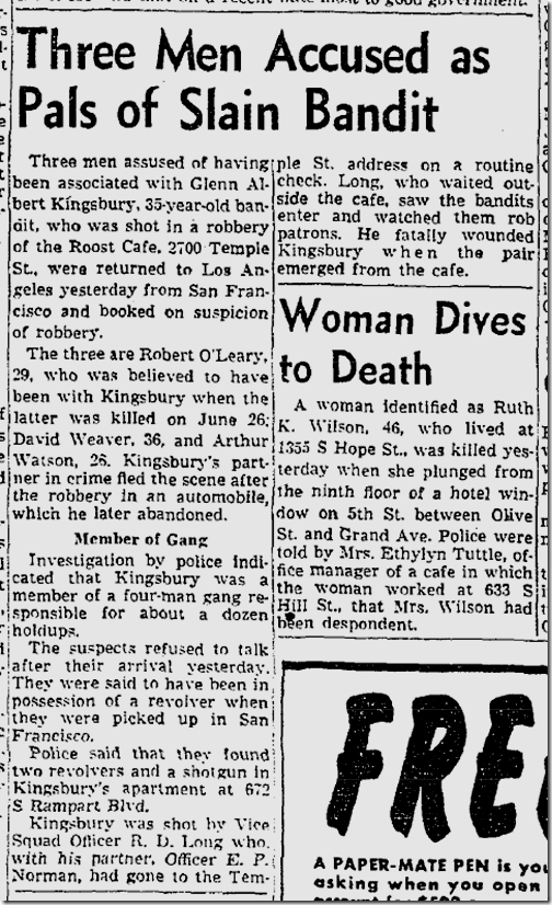 July 4, 1953, Roost Holdup 