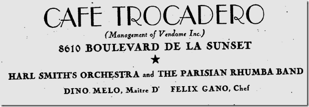 Sept. 20, 1934, Club Trocadero 