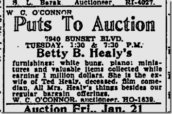 Jan. 16, 1938, Ted Healy Auction Jan. 16, 1938, Ted Healy Auction