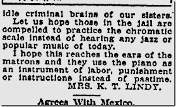 June 28, 1921, No Piano in Jail! June 28, 1921, No Piano in Jail!
