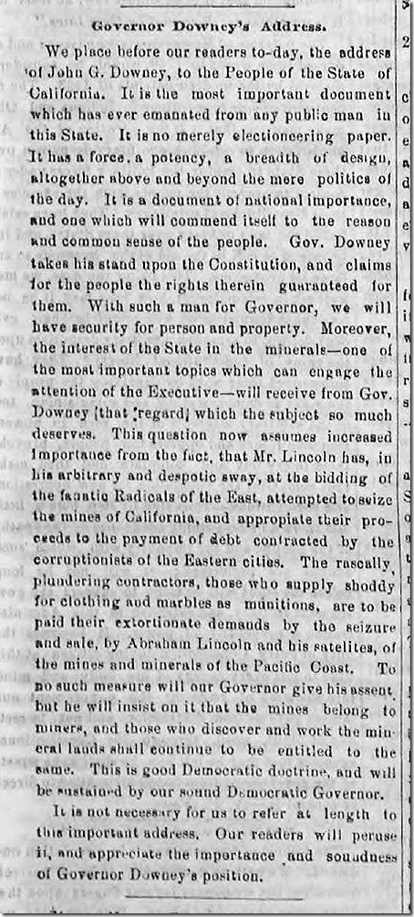 Aug. 1, 1863, Downey Speech Aug. 1, 1863, Downey Speech