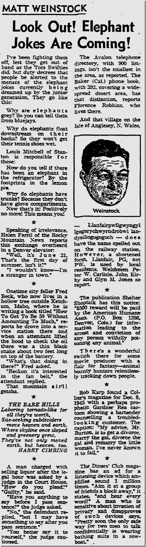 July 12, 1963, Matt Weinstock 