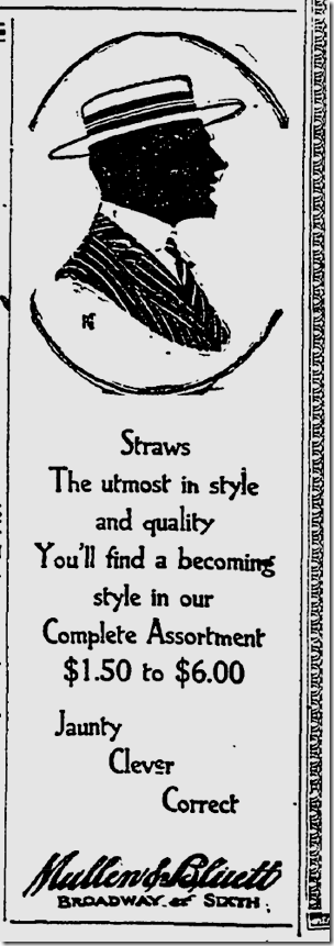 July 10, 1913, Hats at Mullen and Bluett