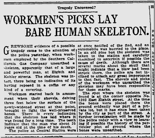 July 10, 1913, Skeleton Found 