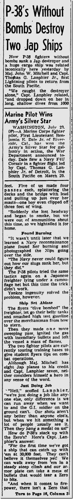 July 24, 1943, P-38 Pilots 