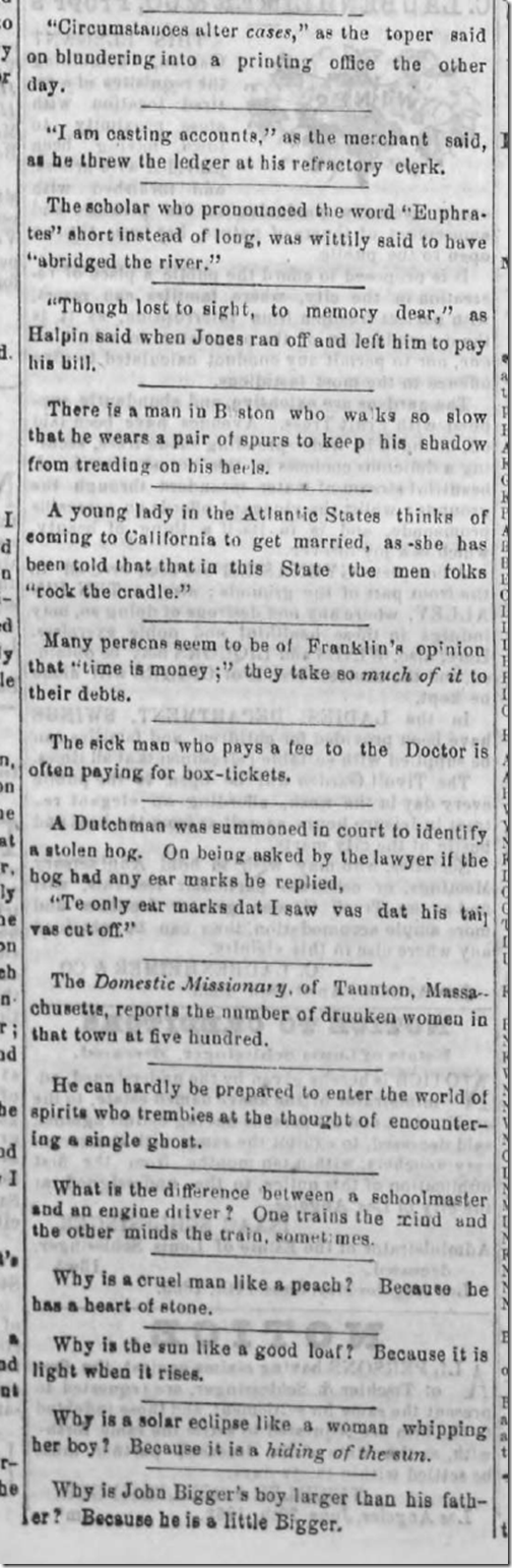 July 25, 1863, Humor July 25, 1863, Humor