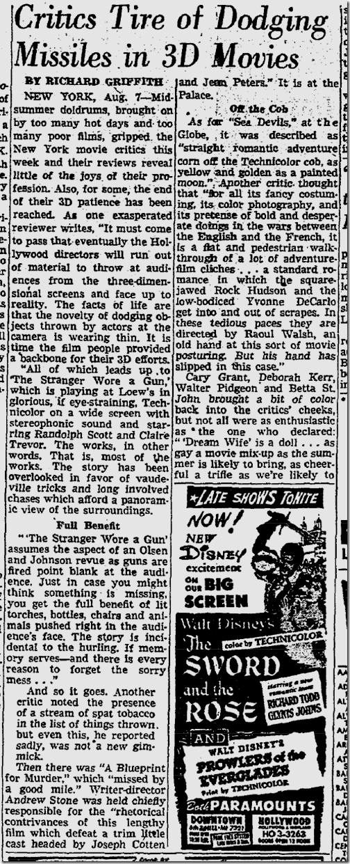 Aug. 8, 1953, 3-D Movies 