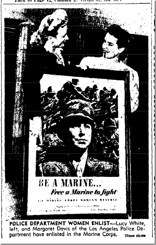 Aug. 21, 1943, LAPD Women Join Marines Aug. 21, 1943, LAPD Women Join Marines