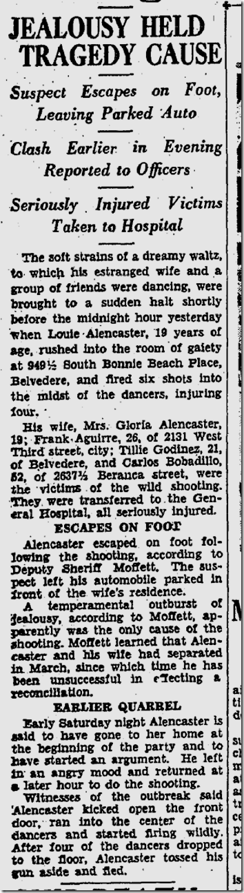 Sept. 18, 1933, Jealousy Shooting 
