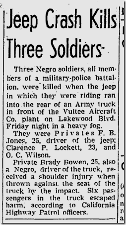 Sept. 19, 1943, Jeep Crash Sept. 19, 1943, Jeep Crash