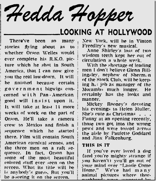 Aug. 21, 1943, Orson Welles Aug. 21, 1943, Orson Welles