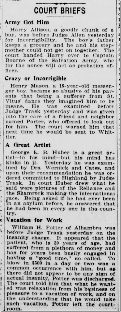 Aug. 27, 1903, Court Briefs Aug. 27, 1903, Court Briefs