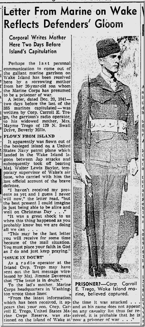 Jan. 23, 1942, Carroll E. Trego Jan. 23, 1942, Carroll E. Trego