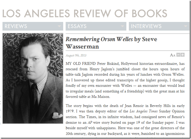 Steve Wasserman, Remembering Orson Welles 
