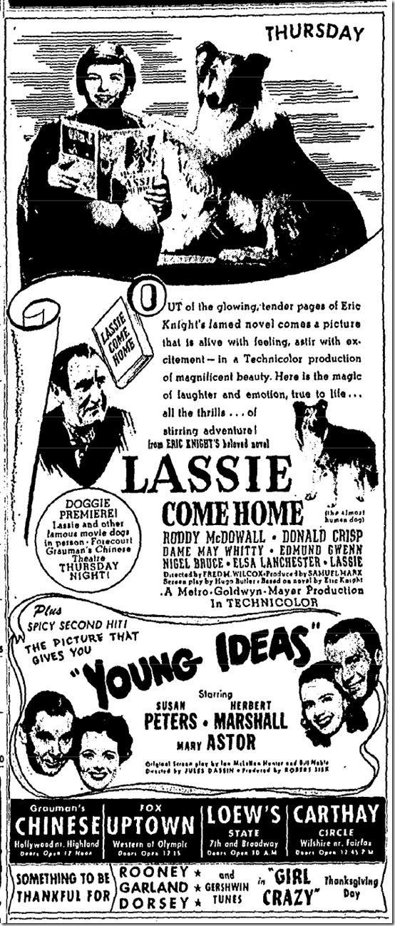Nov. 15, 1943, Lassie Come Home Nov. 15, 1943, Lassie Come Home