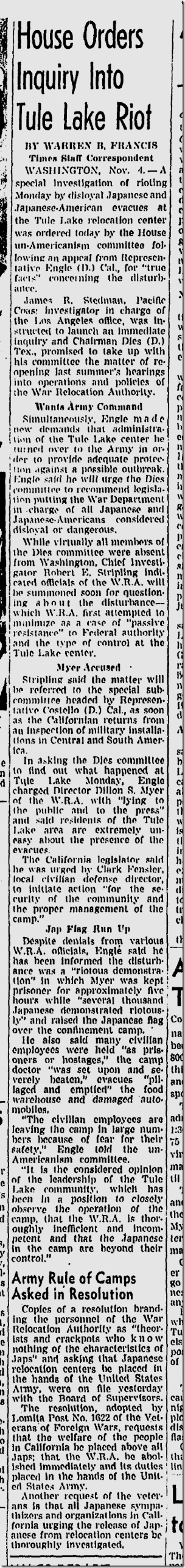 Nov. 4, 1943, Melee at Internment Camp Nov. 4, 1943, Melee at Internment Camp