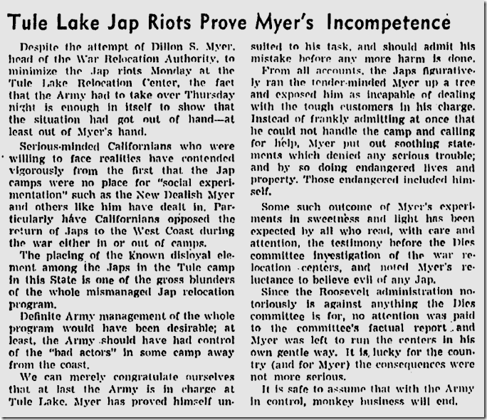 Nov. 6, 1943, Internment Camp Melee Nov. 6, 1943, Internment Camp Melee