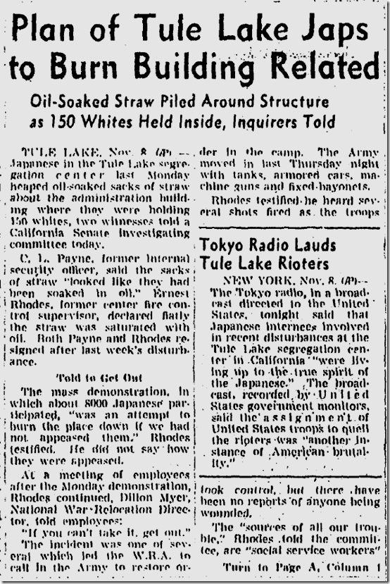 Nov. 9, 1943, Melee at Internment Camp Nov. 9, 1943, Melee at Internment Camp