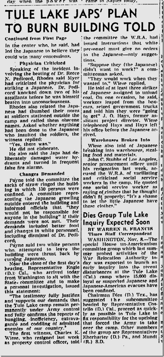 Nov. 9, 1943, Tule Lake Melee Nov. 9, 1943, Tule Lake Melee