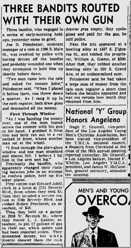 Oct. 25, 1943, Victim Disarms Robbers Oct. 25, 1943, Victim Disarms Robbers