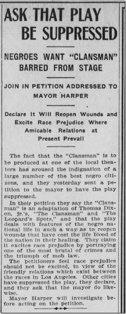 Oct. 1, 1908, The Clansman 